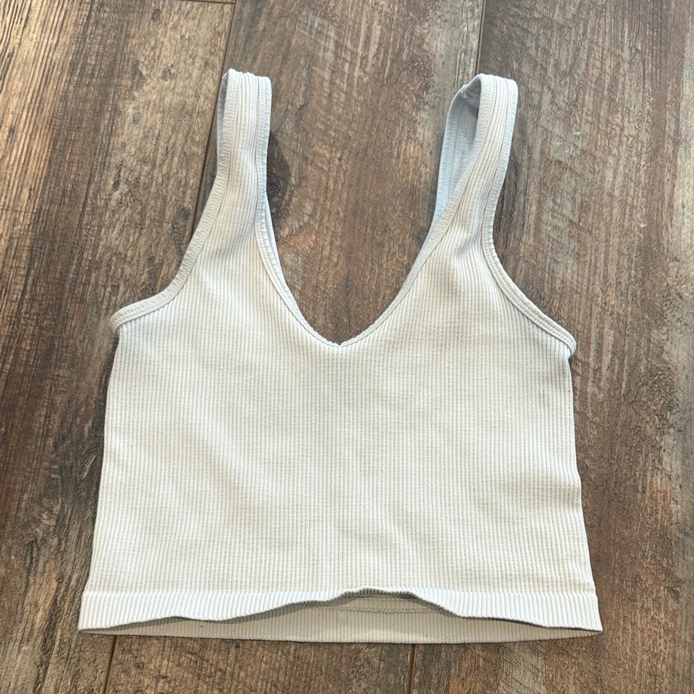 Full Tilt Light Gray Ribbed Cropped Tank